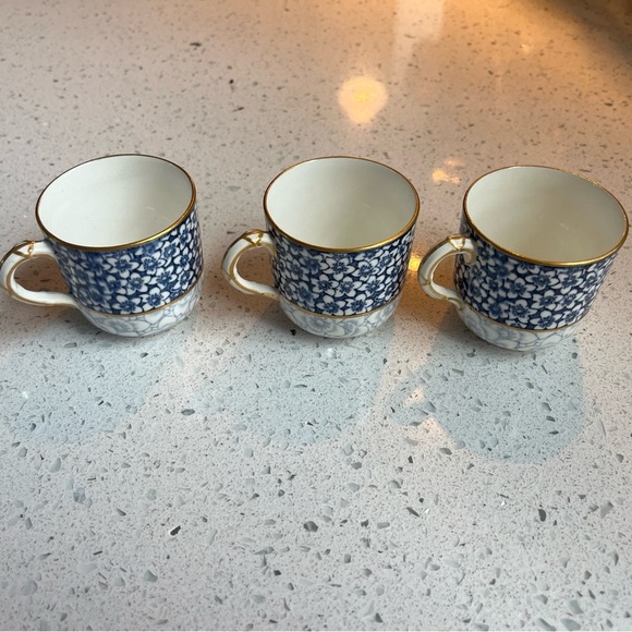 Rare Antique Royal Worcester Blue/White Floral Porcelain Demitasse Cups Set of 3 - Picture 3 of 16